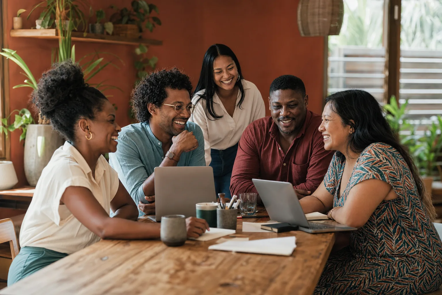 Équipe réunie autour d'une table de travail