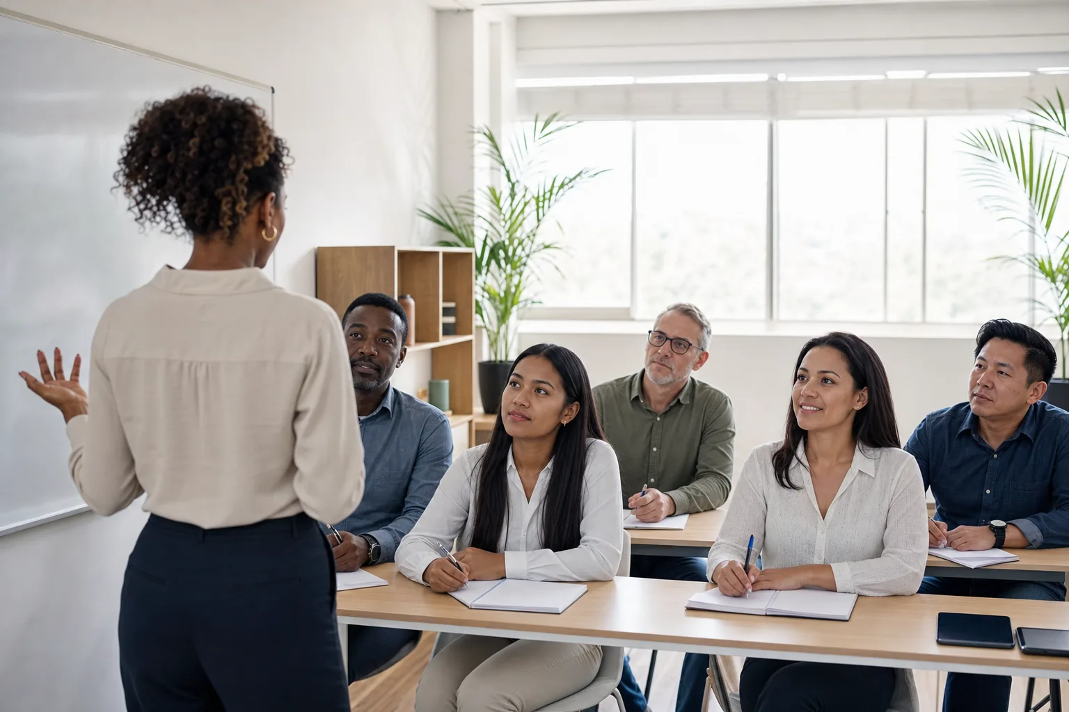 Formatrice animant une session devant des stagiaires
